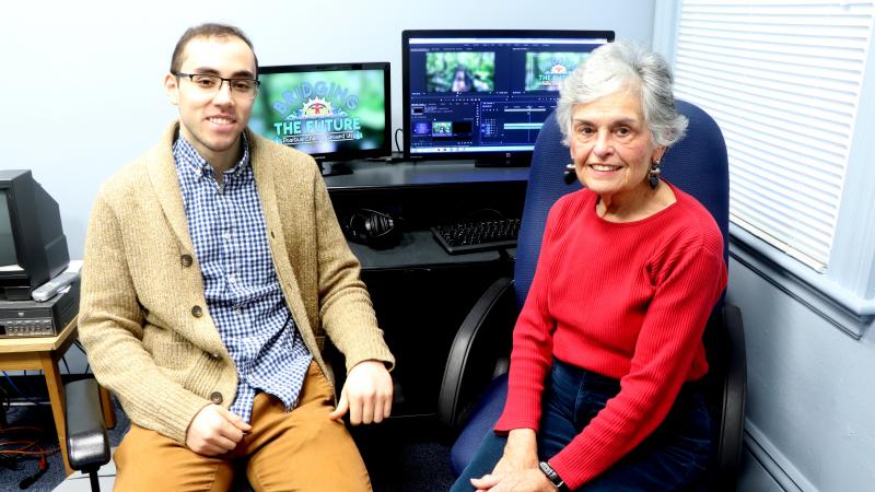Dartmouth, MA news - Public Access Coordinator Daniel Medeiros and current member Nancy Jordan in the editing room. Photo courtesy: DCTV